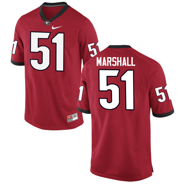 Men Georgia Bulldogs #51 David Marshall College Football Jerseys-Red - Click Image to Close
